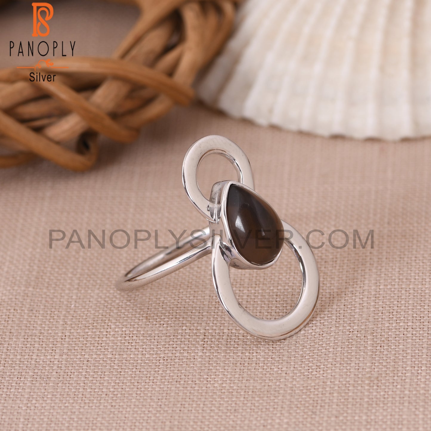 Cocktail  925 Sterling Silver Smoky Filigree Band Rings