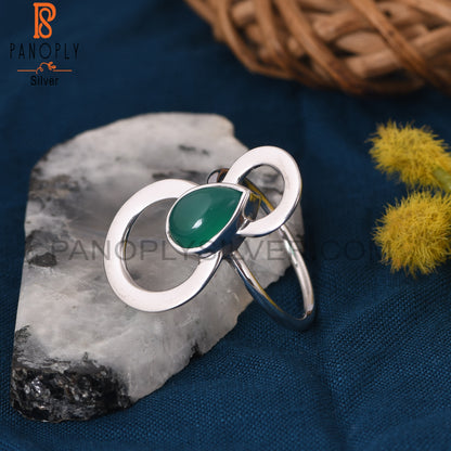 925 Sterling Silver Green Onyx Unique Cocktail Rings