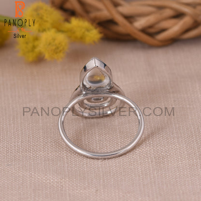 Crystal Quartz White Rhodium Plated 925 Silver Jewelry