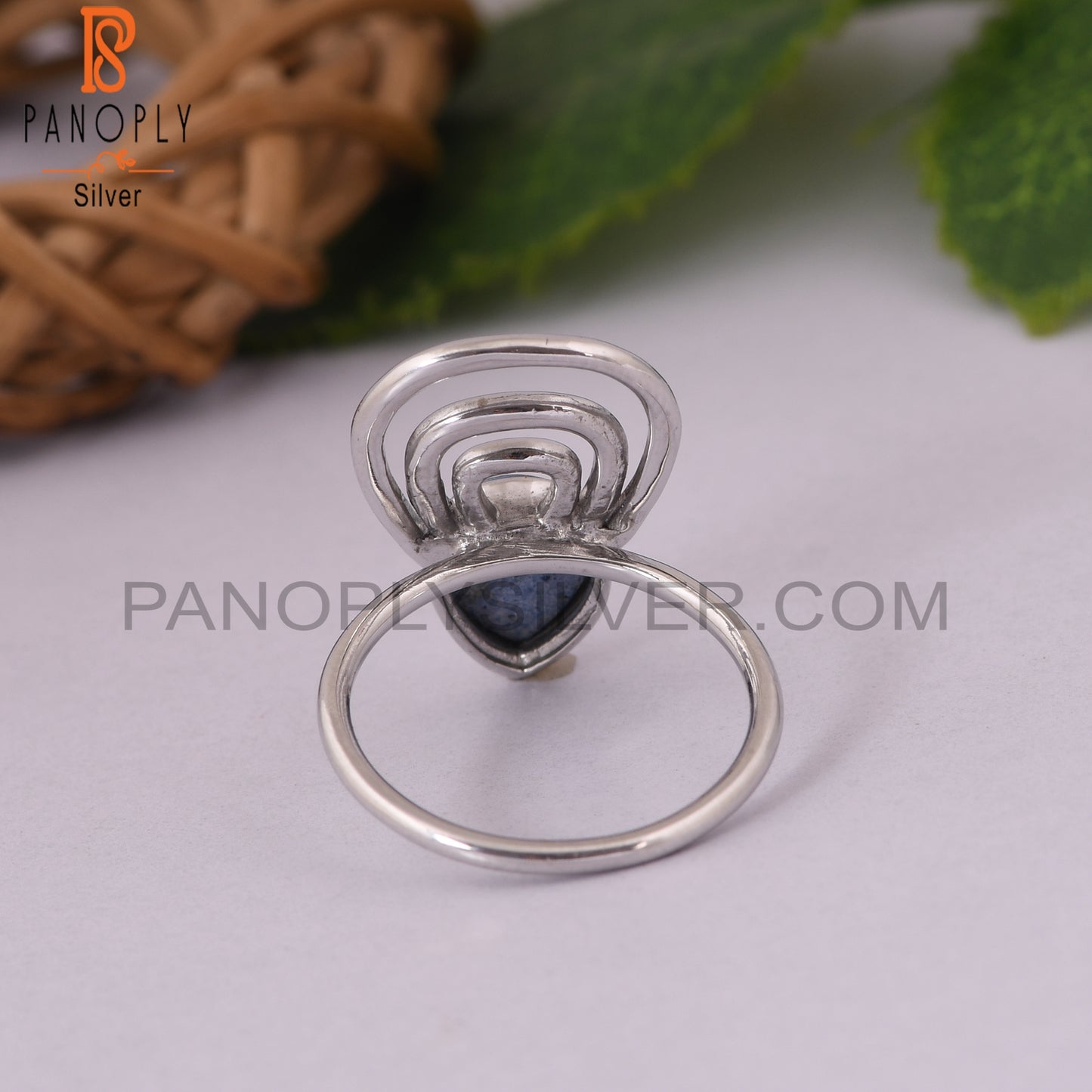 Lapis 925 Silver White Rhodium Plated Ring Jewelry
