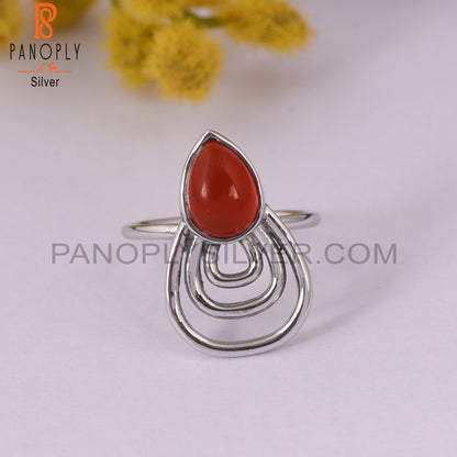 Red Onyx Gemstone 925 Silver Custom Ring Jewelry