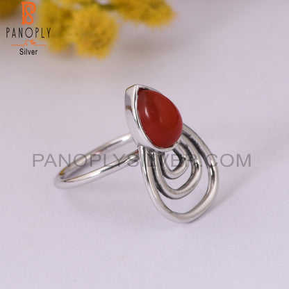 Red Onyx Gemstone 925 Silver Custom Ring Jewelry