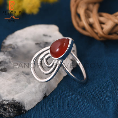 Red Onyx Gemstone 925 Silver Custom Ring Jewelry