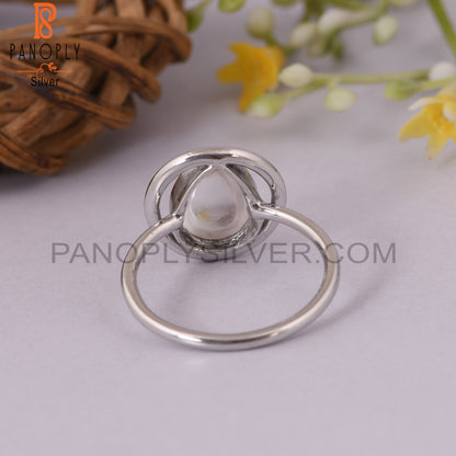 Pure 925 Sterling silver Crystal Quartz Gem White Ring