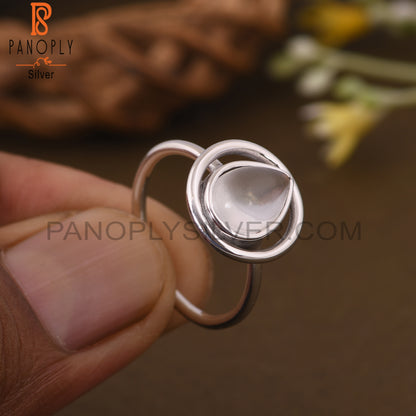Pure 925 Sterling silver Crystal Quartz Gem White Ring
