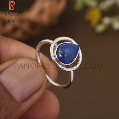 Lapis Lazuli 925 Sterling Silver Pear Designer Ring Jewelry