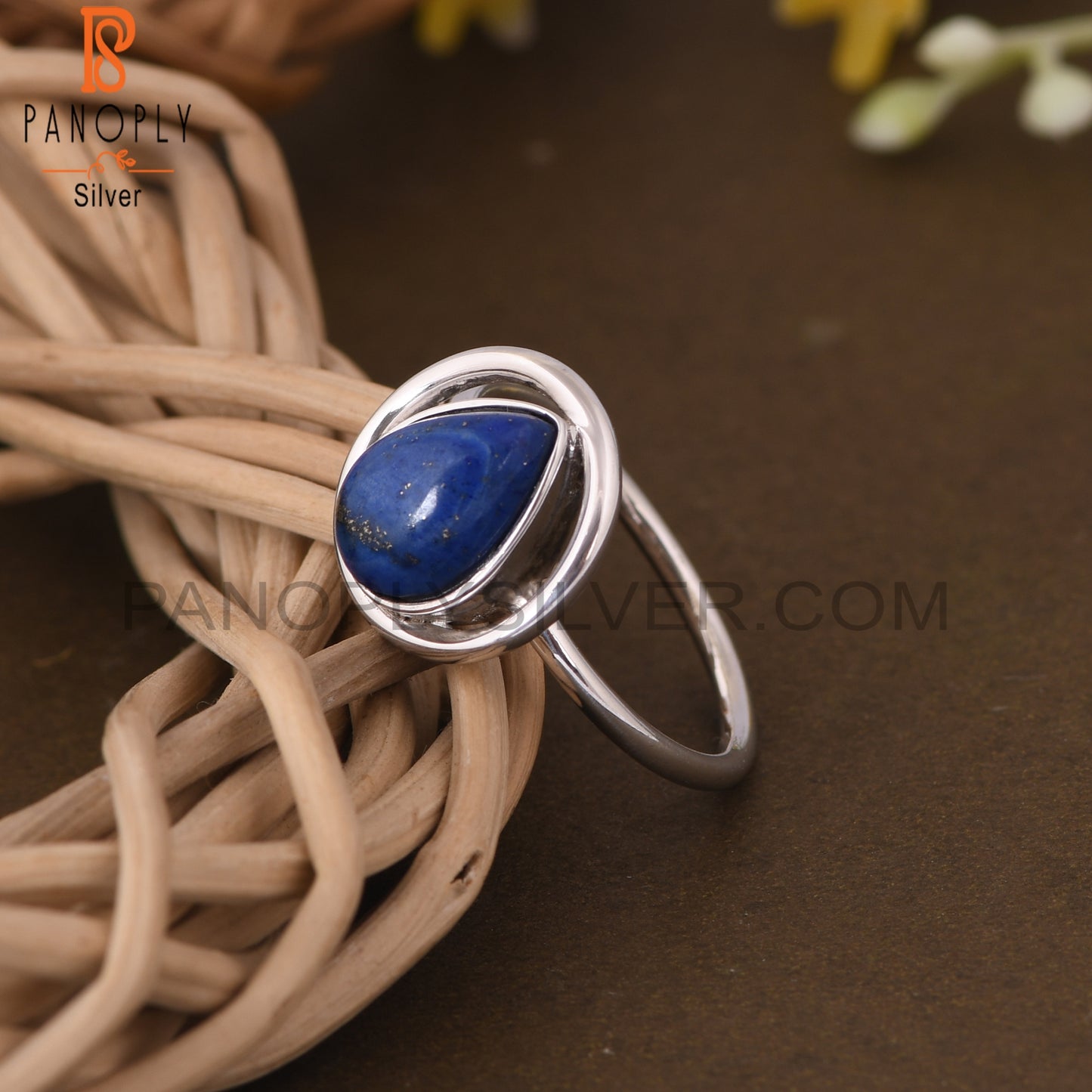 Lapis Lazuli 925 Sterling Silver Pear Designer Ring Jewelry