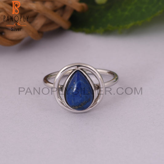 Lapis Lazuli 925 Sterling Silver Pear Designer Ring Jewelry