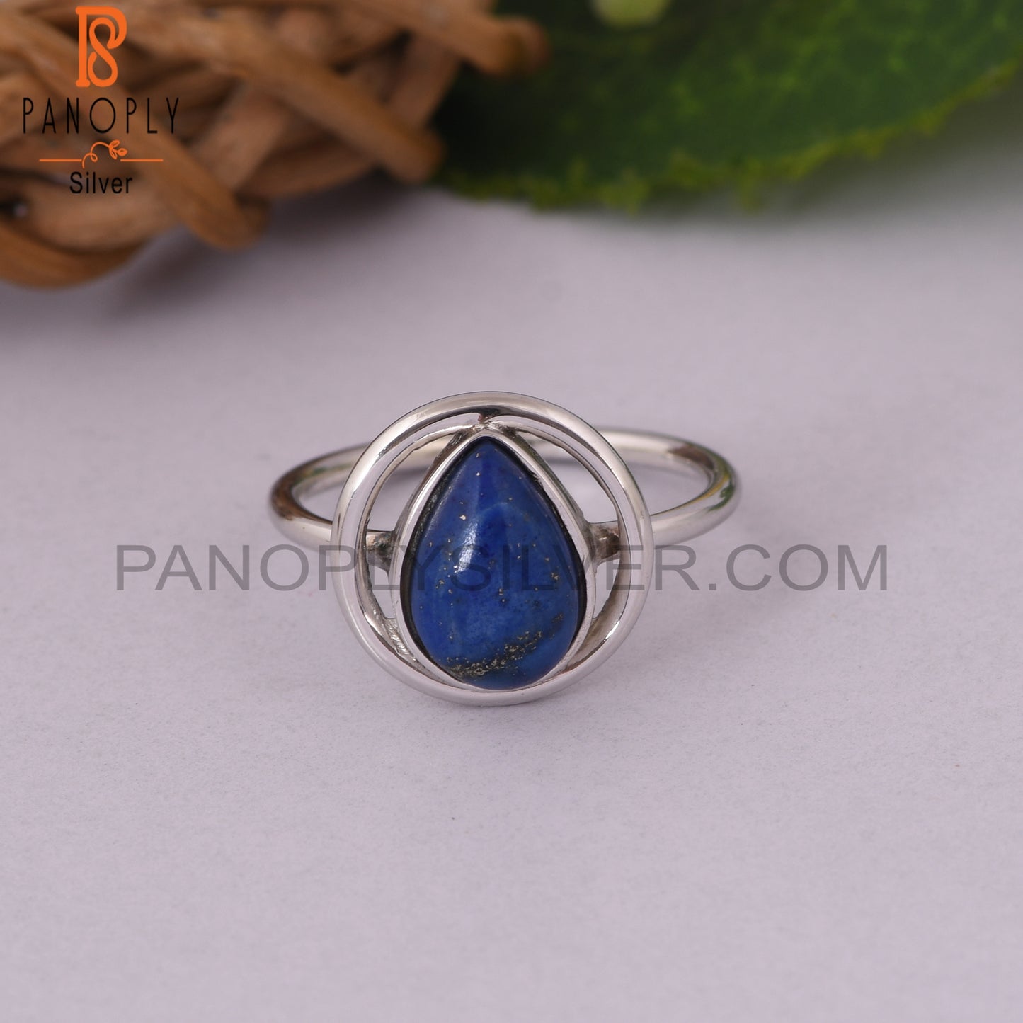 Lapis Lazuli 925 Sterling Silver Pear Designer Ring Jewelry