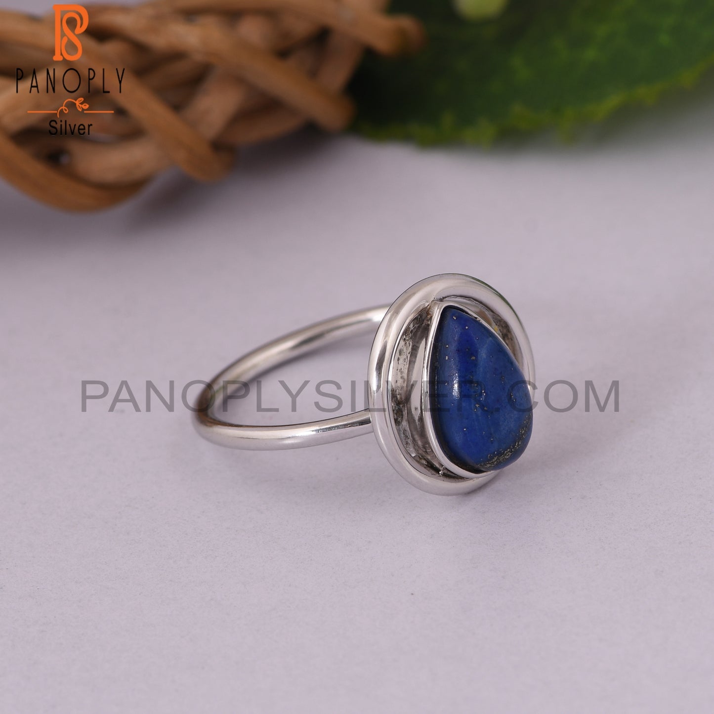 Lapis Lazuli 925 Sterling Silver Pear Designer Ring Jewelry