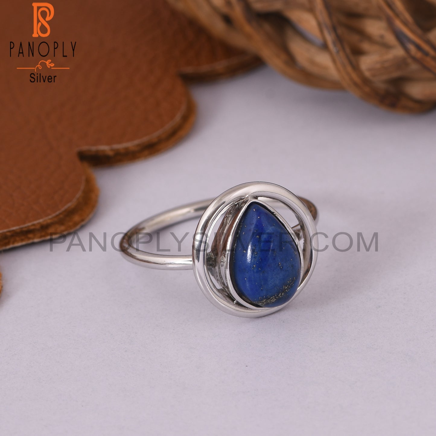 Lapis Lazuli 925 Sterling Silver Pear Designer Ring Jewelry