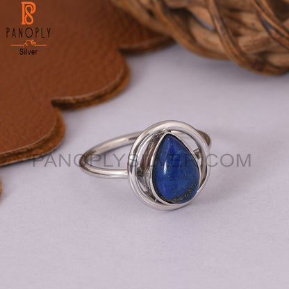 Lapis Lazuli 925 Sterling Silver Pear Designer Ring Jewelry
