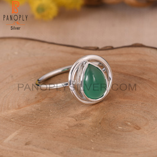 925 Sterling Silver Green Onyx Gem Ring SilverJewelry