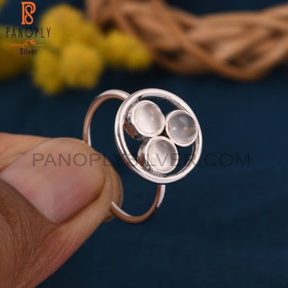 Bezel Set Crystal Quartz 925 Sterling Silver Chakra Rings