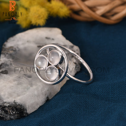 Bezel Set Crystal Quartz 925 Sterling Silver Chakra Rings