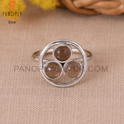 Natural Handmade Smoky Quartz Round Shape Rings
