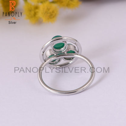 Gemstone Green Onyx 925 Sterling Silver Round Rings