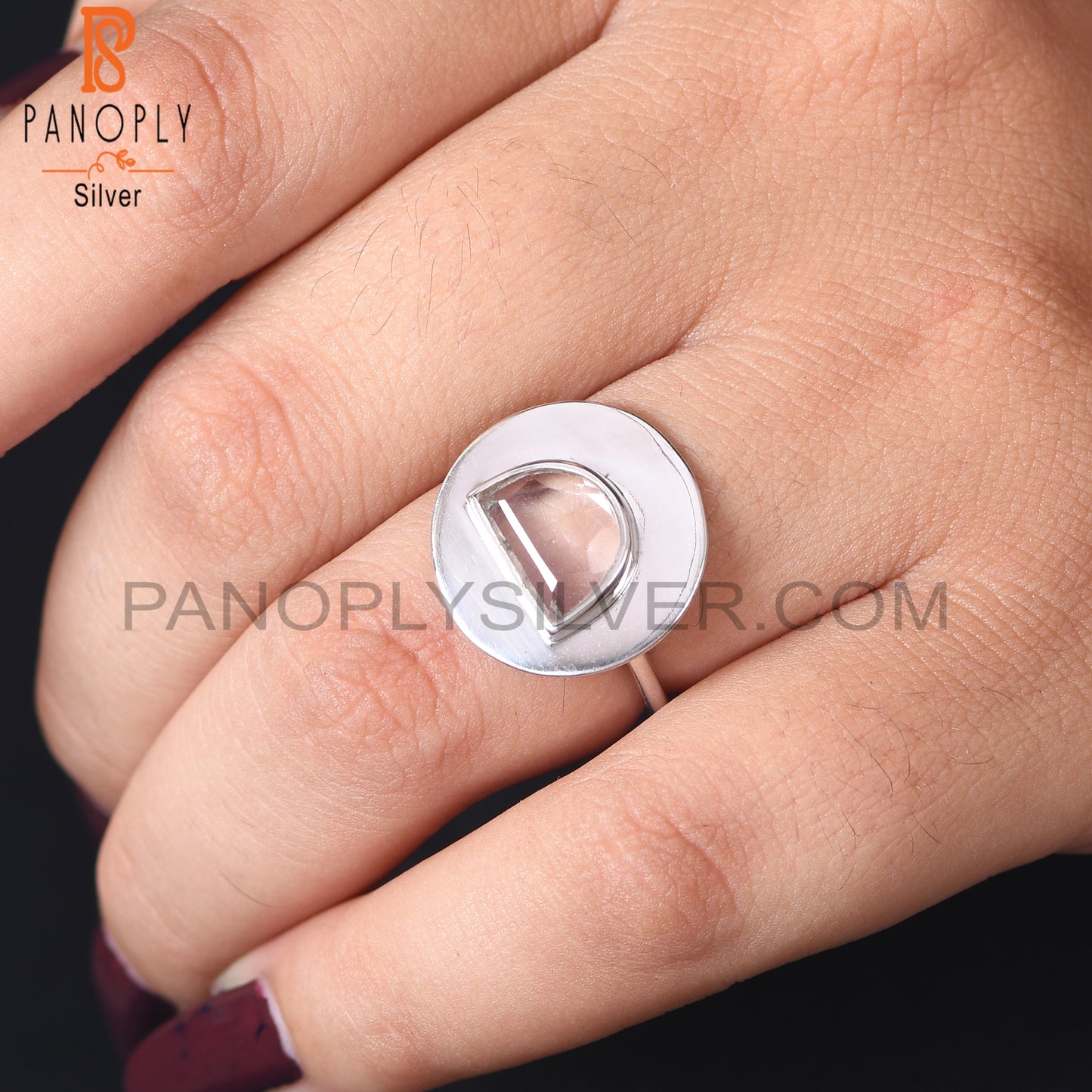 Crystal Quartz Half Moon With Round Rings