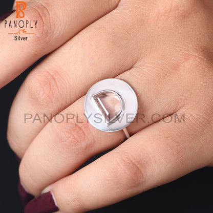 Crystal Quartz Half Moon With Round Rings