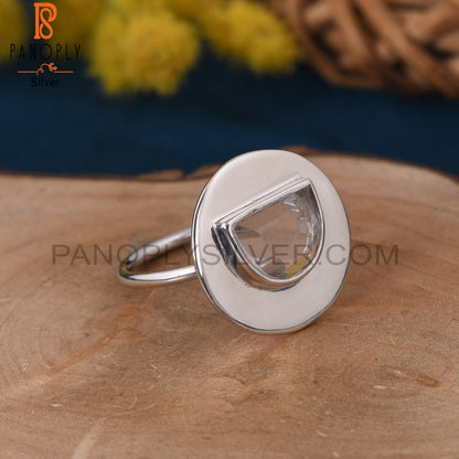 Crystal Quartz Half Moon With Round Rings