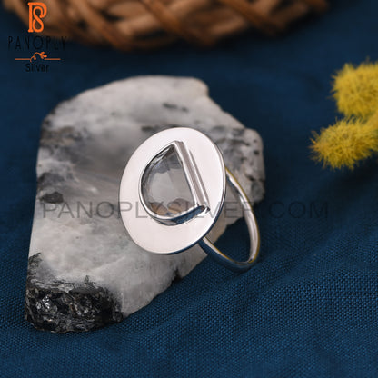 Crystal Quartz Half Moon With Round Rings