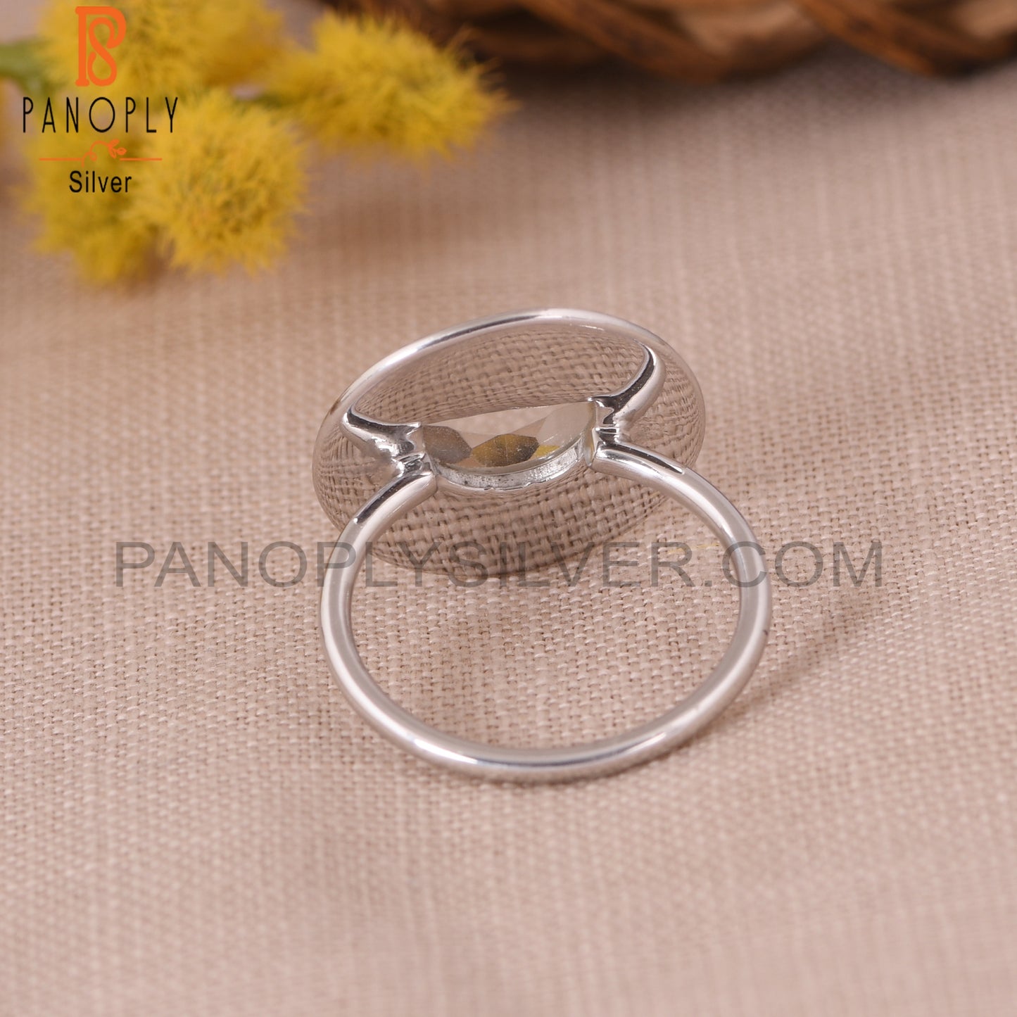 Crystal Quartz Half Moon With Round Rings