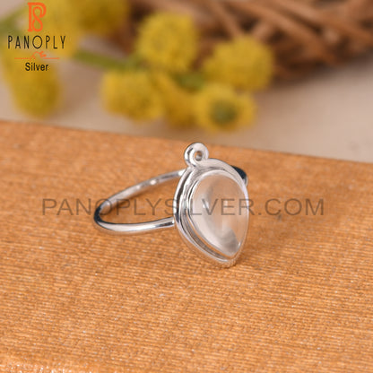 925 Crystal Quartz Gemstone Pear Rings Stackable Rings