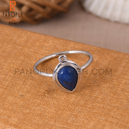 Natural Lapis Gemstone 925 Silver Rings Jewellery