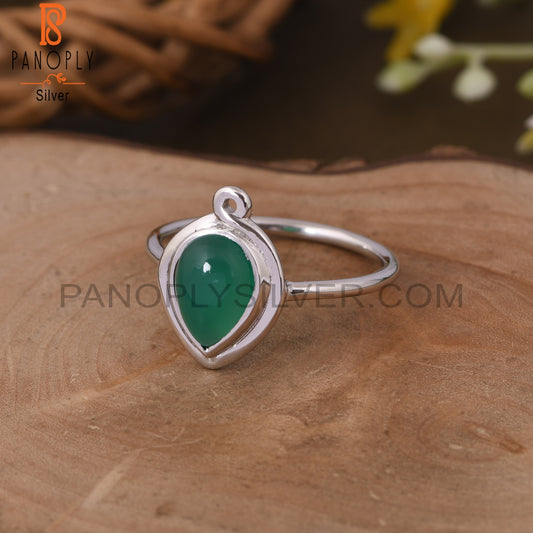 Green Onyx Stone 925 Sterling Silver Pear Designer Rings