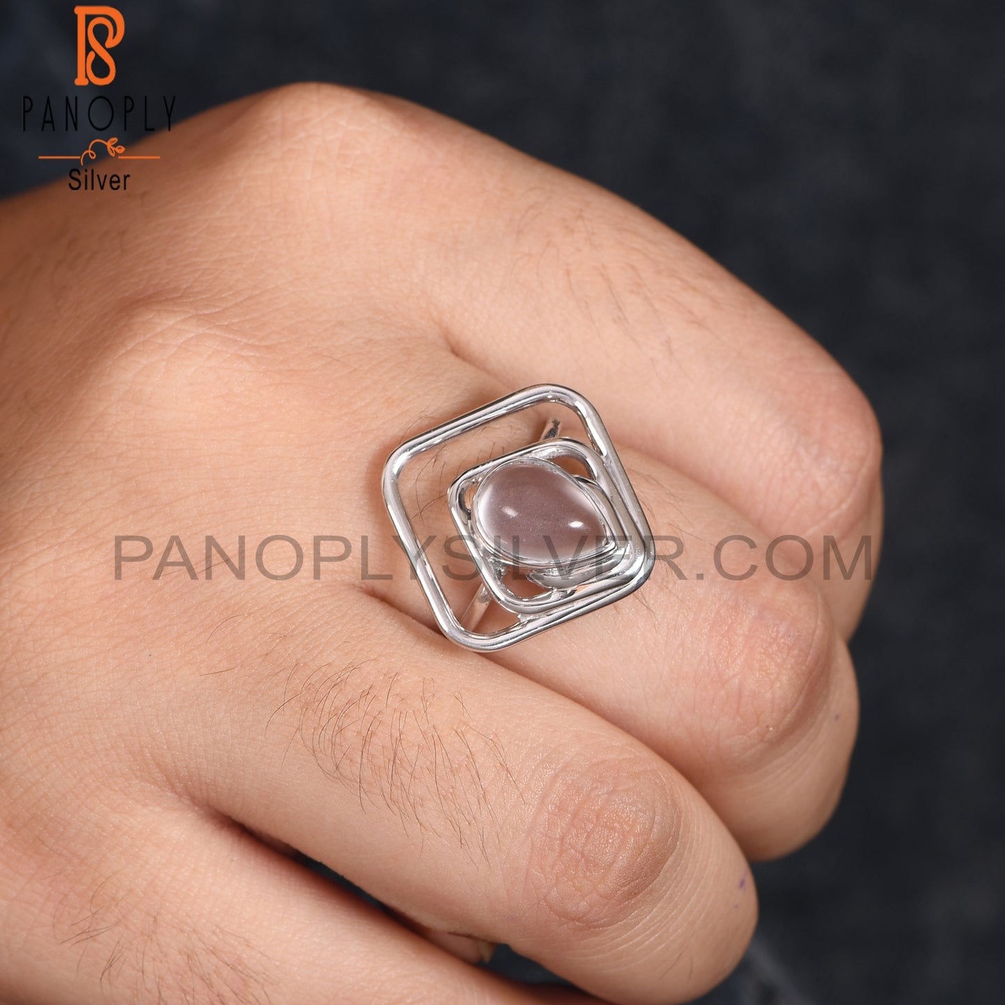 Crystal Quartz Square & Pear Shape Gemstone Rings