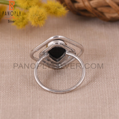 Natural Black Onyx 925 Sterling Silver Square Rings