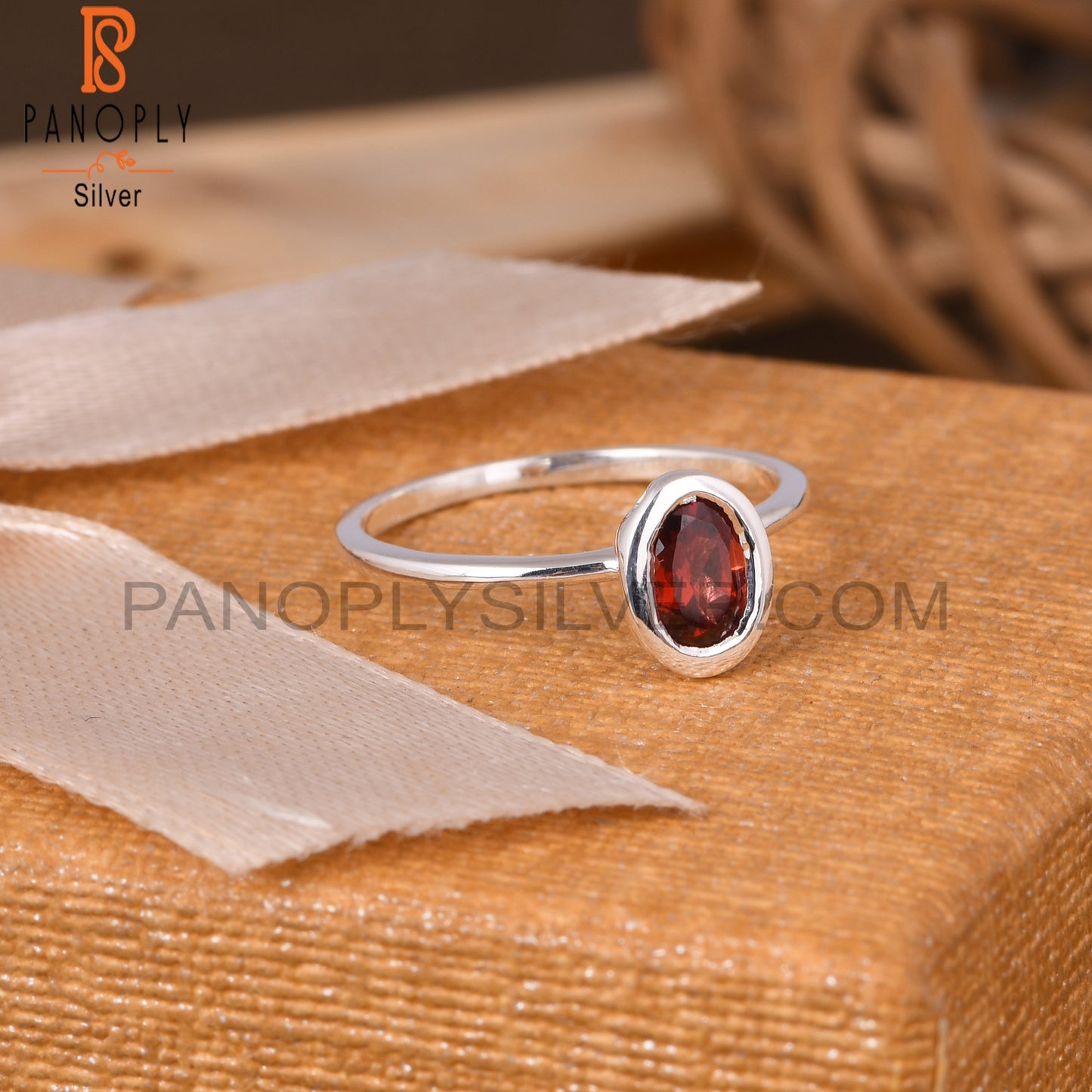 Garnet Oval Shape 925 Sterling Silver Beautiful Rings