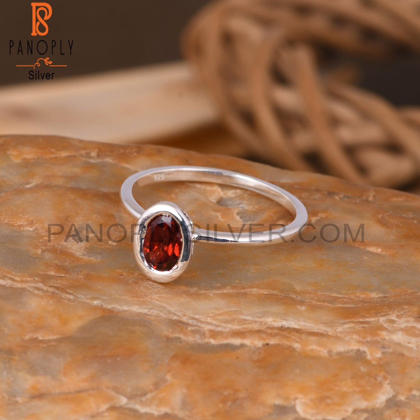 Garnet Oval Shape 925 Sterling Silver Beautiful Rings