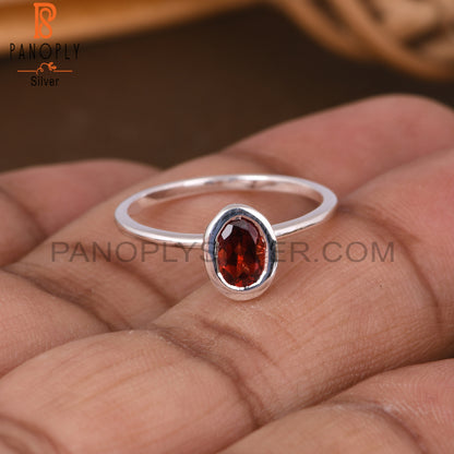 Garnet Oval Shape 925 Sterling Silver Beautiful Rings