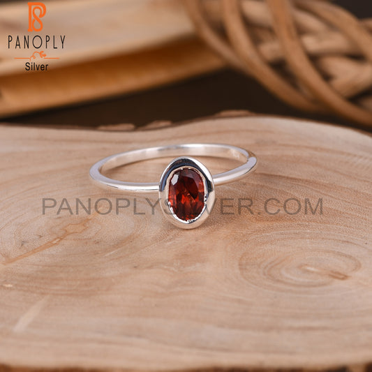 Garnet Oval Shape 925 Sterling Silver Beautiful Rings