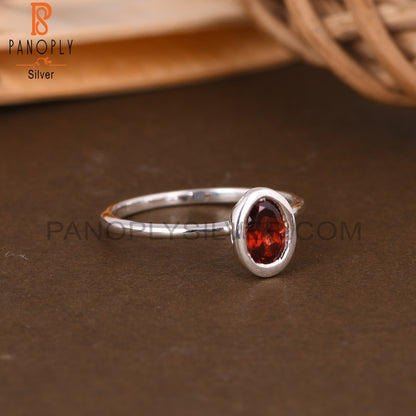 Garnet Oval Shape 925 Sterling Silver Beautiful Rings