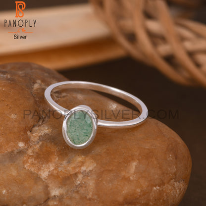 Green Strawberry Quartz Oval 925 Sterling Silver Rings
