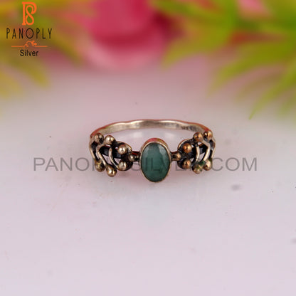 Emerald Oval Shape 925 Sterling Silver Anniversary Rings