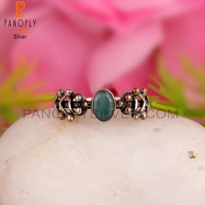 Emerald Oval Shape 925 Sterling Silver Anniversary Rings