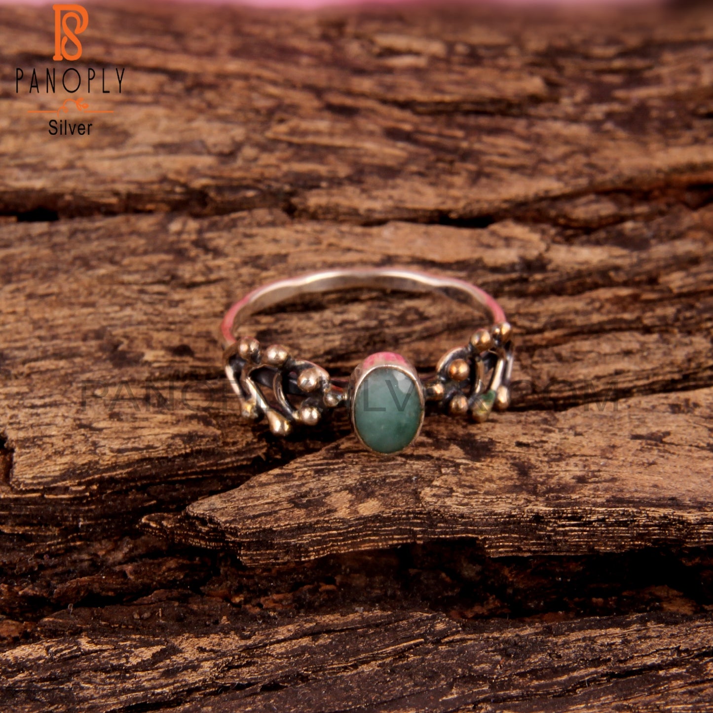 Emerald Oval Shape 925 Sterling Silver Anniversary Rings
