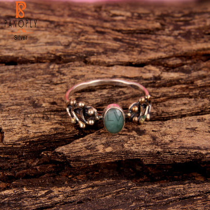 Emerald Oval Shape 925 Sterling Silver Anniversary Rings