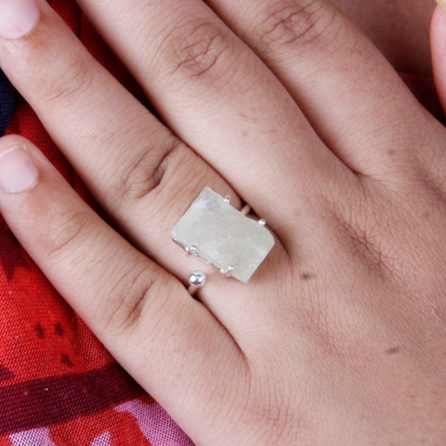 Libyan Desert Glass Sterling Silver Engagement Ring