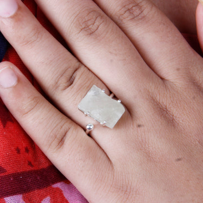 Libyan Desert Glass Sterling Silver Engagement Ring