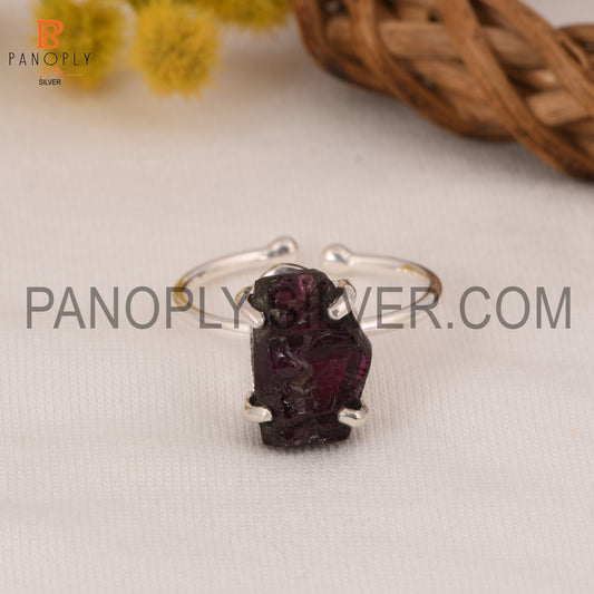 925 Silver Garnet Adjustable Prong Set Rings