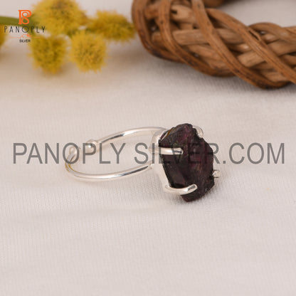 925 Silver Garnet Adjustable Prong Set Rings