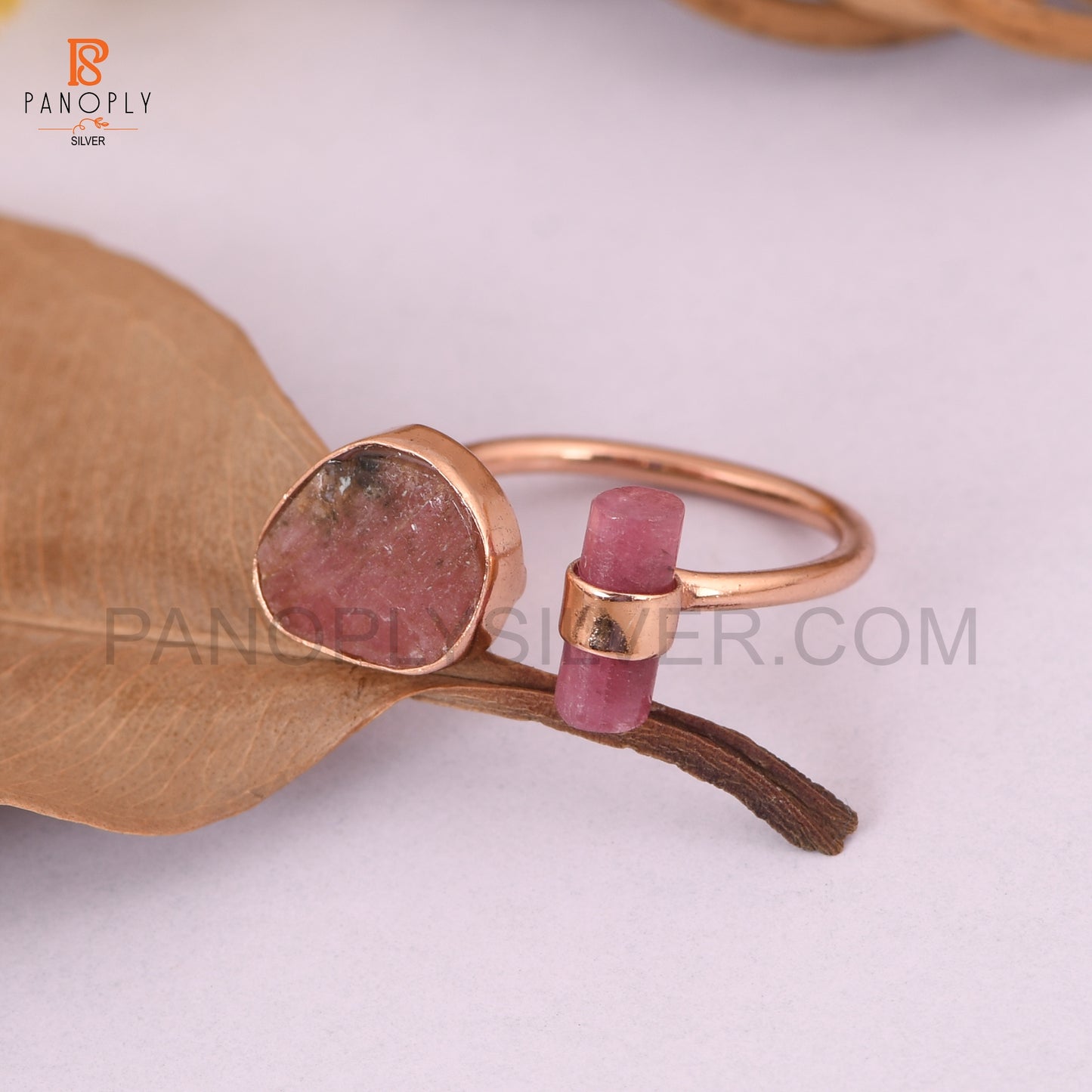 Bio Tourmaline 925 Silver Rose Gold Rings