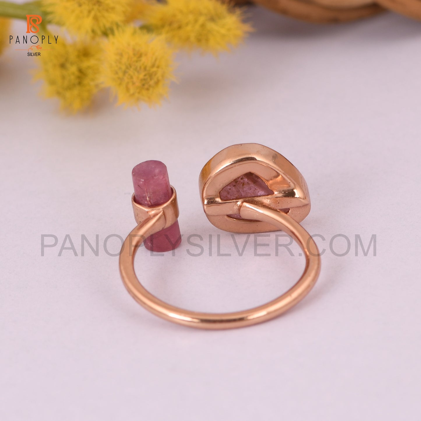 Bio Tourmaline 925 Silver Rose Gold Rings