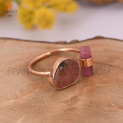 Bio Tourmaline 925 Silver Rose Gold Rings