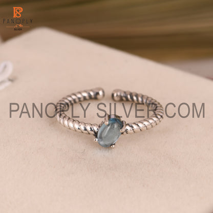 Genuine Blue Topaz Open Rope Band Ring Gift For She