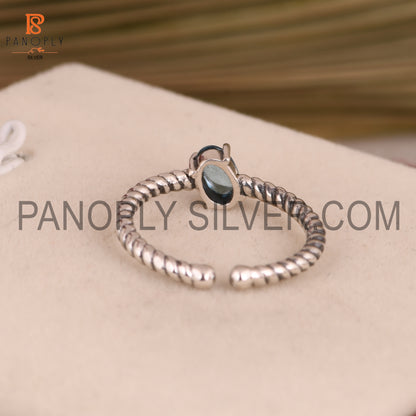Genuine Blue Topaz Open Rope Band Ring Gift For She